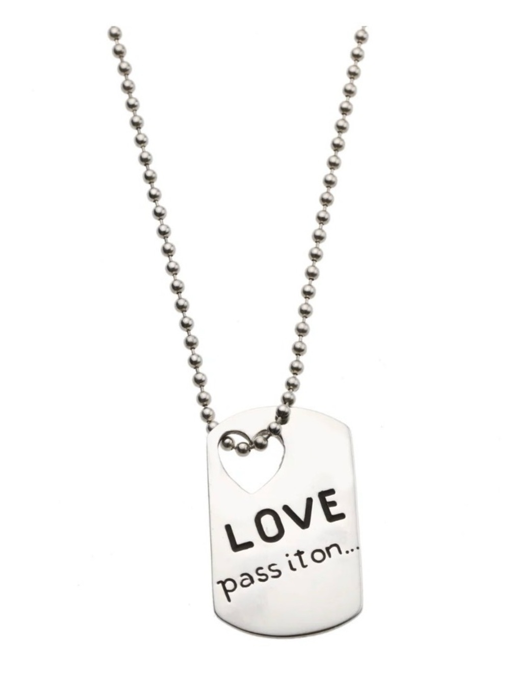2 necklaces “Love Pass It On” Pendant in Recycled Sterling Silver